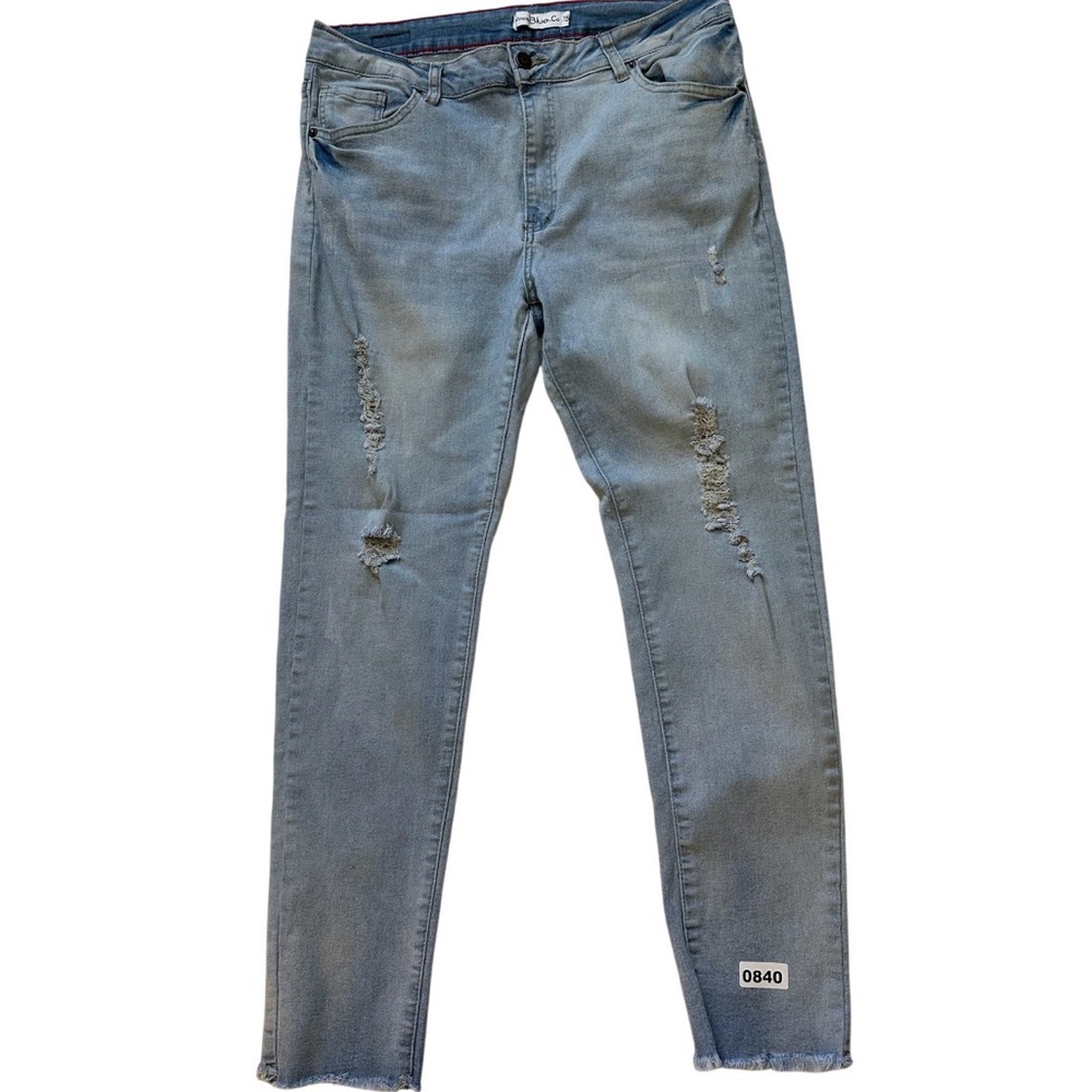 Vince Blue Co. Distressed Light Blue Ankle Slim Jeans women Junior 15 raw Hem